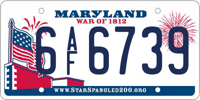 MD license plate 6AF6739