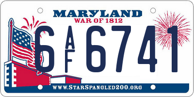MD license plate 6AF6741