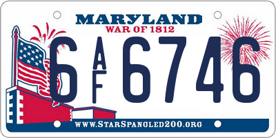 MD license plate 6AF6746