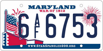 MD license plate 6AF6753
