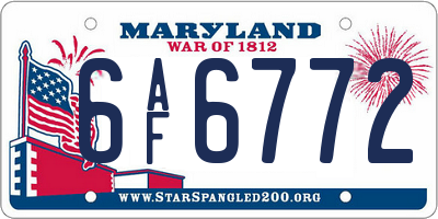 MD license plate 6AF6772