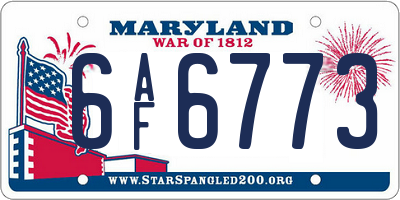 MD license plate 6AF6773