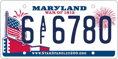 MD license plate 6AF6780