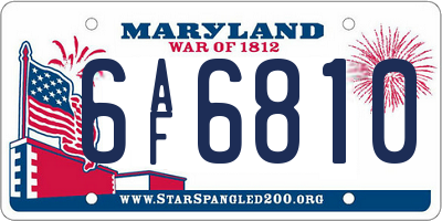 MD license plate 6AF6810