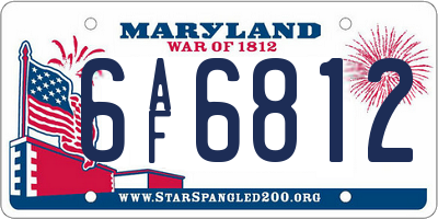 MD license plate 6AF6812