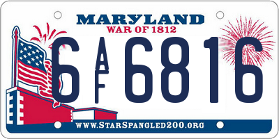 MD license plate 6AF6816