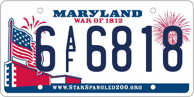 MD license plate 6AF6818
