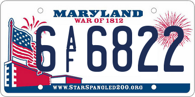 MD license plate 6AF6822