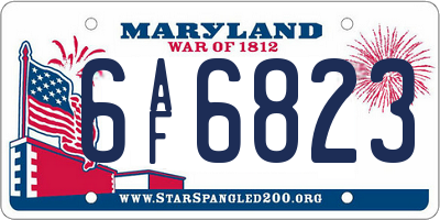 MD license plate 6AF6823