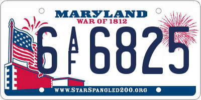 MD license plate 6AF6825