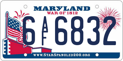 MD license plate 6AF6832