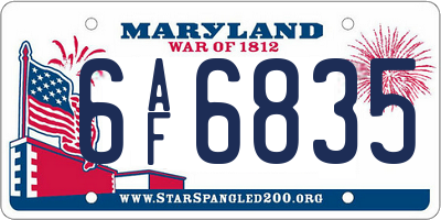 MD license plate 6AF6835