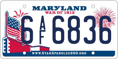 MD license plate 6AF6836