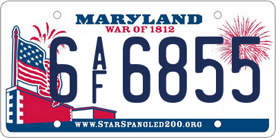 MD license plate 6AF6855