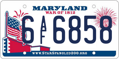 MD license plate 6AF6858