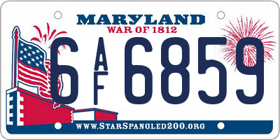 MD license plate 6AF6859