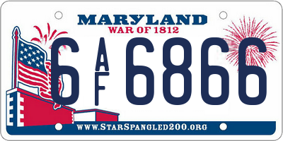 MD license plate 6AF6866