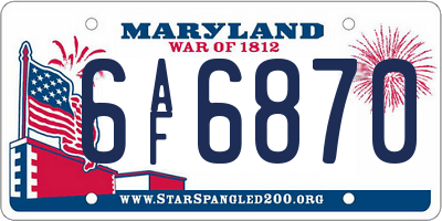 MD license plate 6AF6870