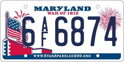 MD license plate 6AF6874