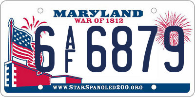 MD license plate 6AF6879