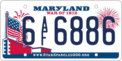 MD license plate 6AF6886