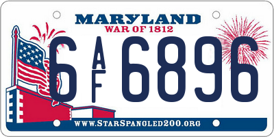 MD license plate 6AF6896