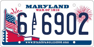 MD license plate 6AF6902