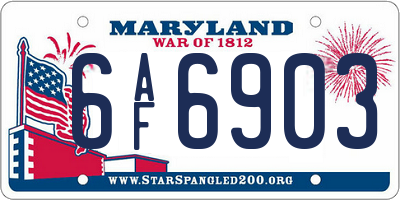 MD license plate 6AF6903