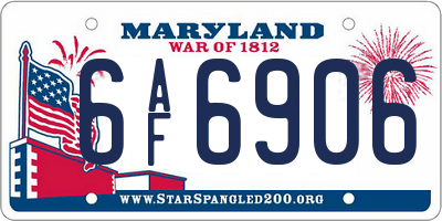 MD license plate 6AF6906