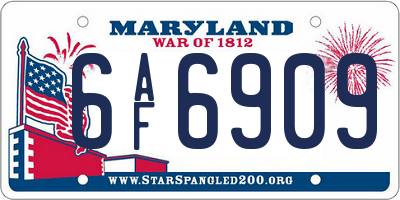 MD license plate 6AF6909