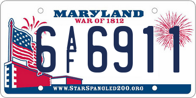 MD license plate 6AF6911