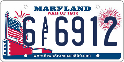 MD license plate 6AF6912