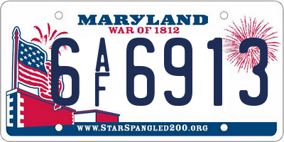 MD license plate 6AF6913