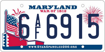 MD license plate 6AF6915