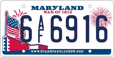 MD license plate 6AF6916