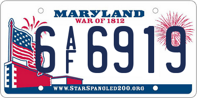 MD license plate 6AF6919