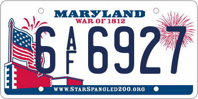 MD license plate 6AF6927