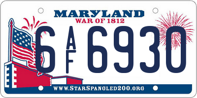 MD license plate 6AF6930