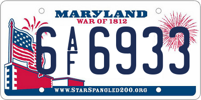 MD license plate 6AF6933