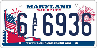 MD license plate 6AF6936