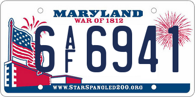 MD license plate 6AF6941