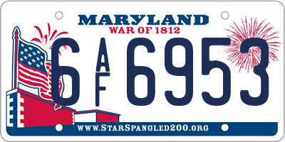 MD license plate 6AF6953