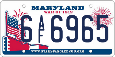 MD license plate 6AF6965