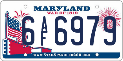 MD license plate 6AF6979