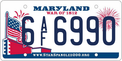 MD license plate 6AF6990