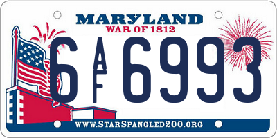 MD license plate 6AF6993