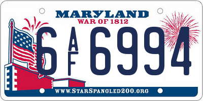 MD license plate 6AF6994