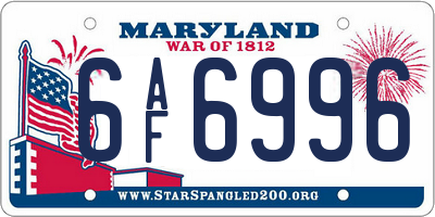 MD license plate 6AF6996