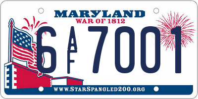 MD license plate 6AF7001