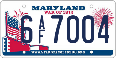 MD license plate 6AF7004
